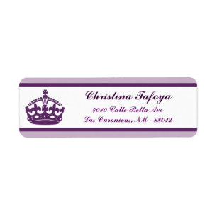.75" x 2.25" Return Address Royal Purple Crown/Swi