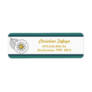 .75" x 2.25" Return Address Teal/Yellow Mustard Fl
