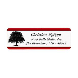 .75" x 2.25" Return Address White Tree Red Black