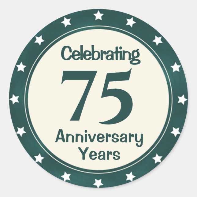 75 Year Anniversary Classic Round Sticker (Front)