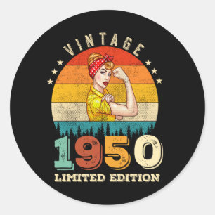 75 Year Old Bday 1950 Vintage 75th Birthday Women Classic Round Sticker