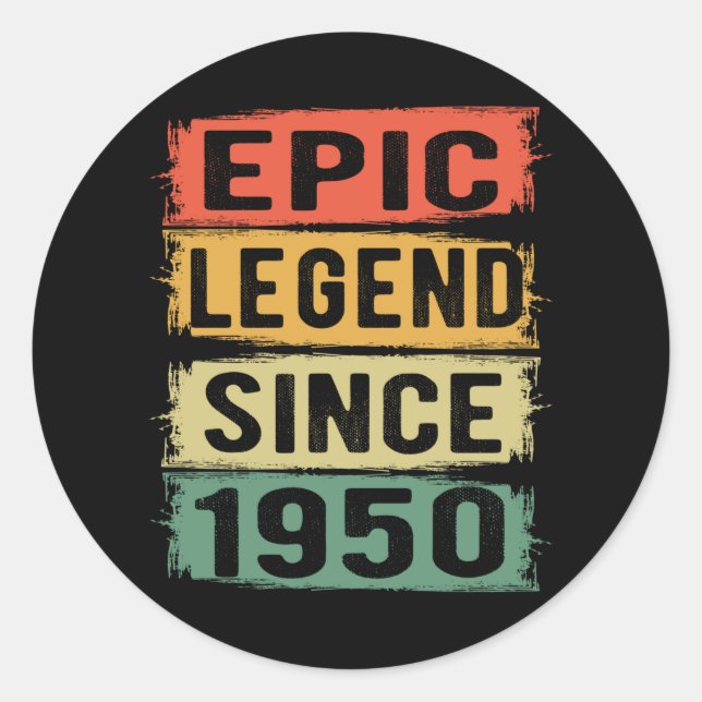 75 Years Old Bday 1950 Epic Legend 75th Birthday Classic Round Sticker (Front)
