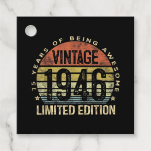 75 Years Old Gifts Vintage 1946 Birthday Favour Tags