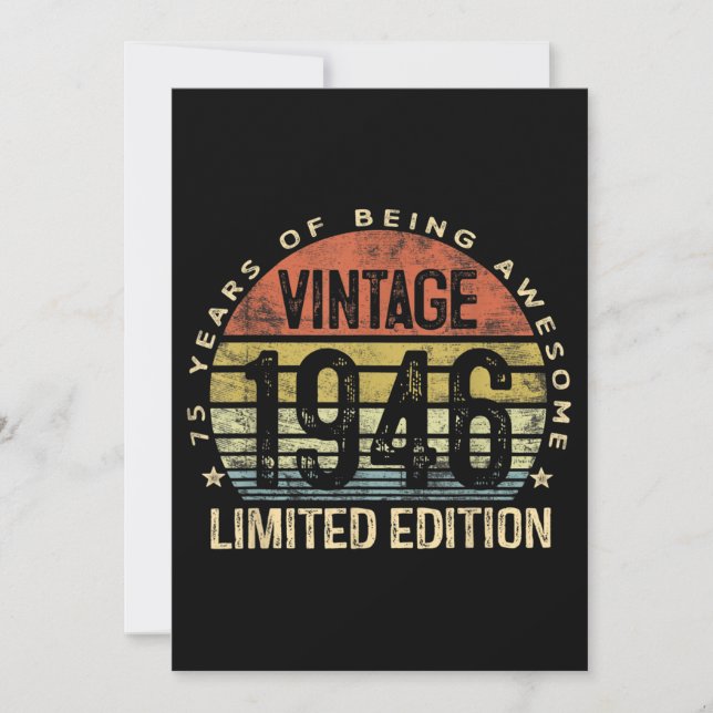 75 Years Old Gifts Vintage 1946 Birthday Invitation (Front)
