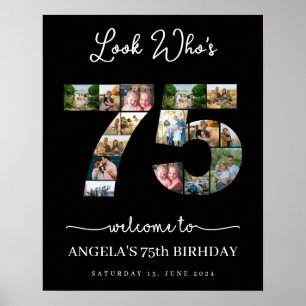 75 years old look who's 75 birthday party poster