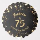 75e anniversaire Black and Gold Stars Nom Ballons