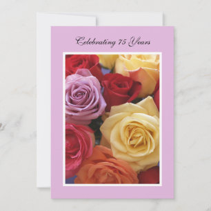 75e anniversaire de fête Invitation Beaux Roses