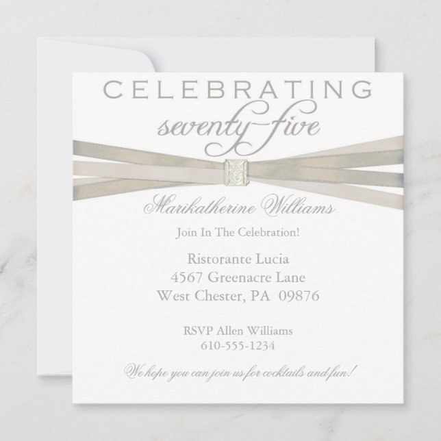 75e anniversaire des invitations à des fêtes (Devant)