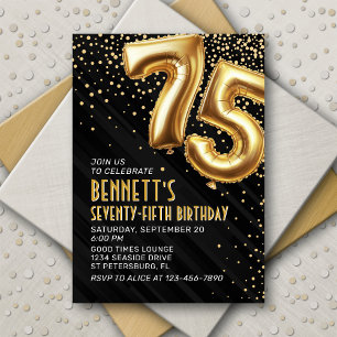 75e anniversaire Gold Black Invitation