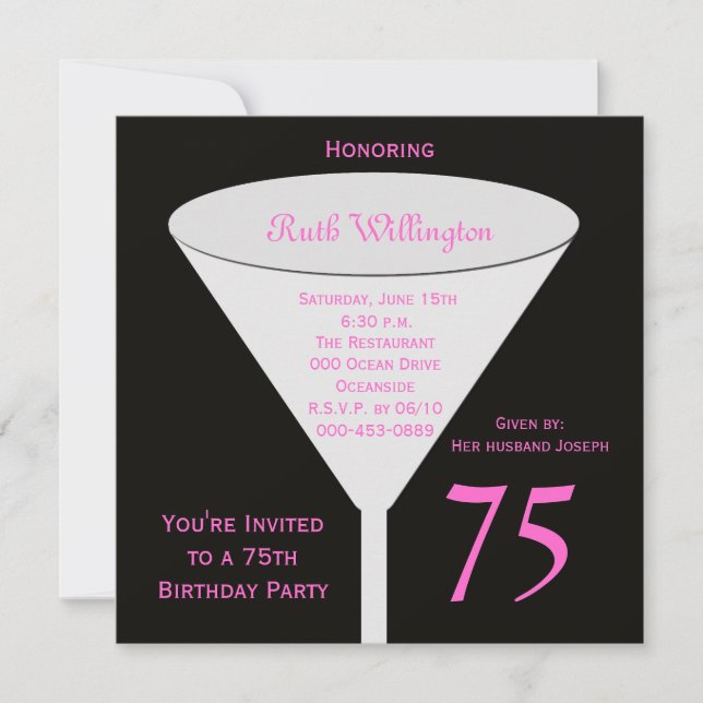 75e anniversaire Invitation de fête 75e toast (Devant)