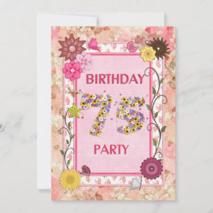 75e anniversaire invitation fête avec cadre fleuri