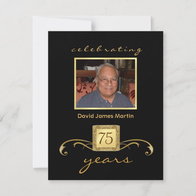 75e anniversaire Invitations de fête - Monogramme  (Devant)