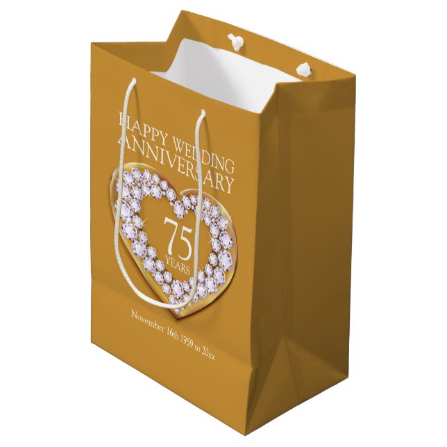 75e anniversaire mariage sac cadeau photo (Devant Angle)