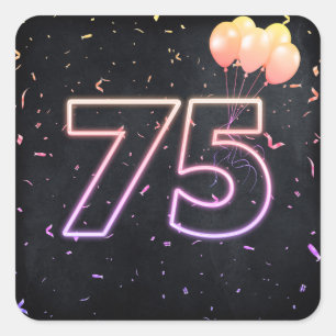75e Anniversaire Neon Connexion Sticker Carré noir
