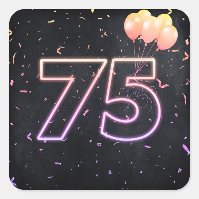 75e Anniversaire Neon Connexion Sticker Carré noir (Devant)