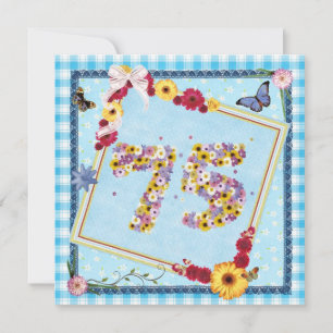 75e fête d'anniversaire Invitation fleurs, papillo