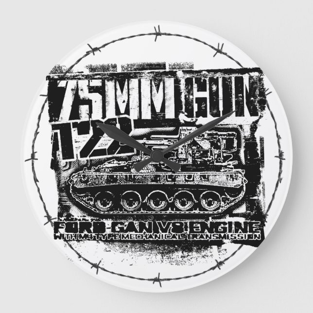 75mm gun T22 Large Clock Acrylic Wall Clock (Front)