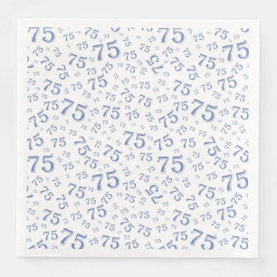 75th Age Random Number Pattern Blue/White Napkin