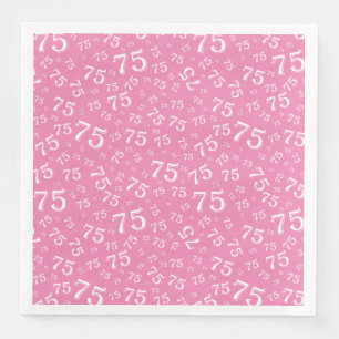 75th Age Random Number Pattern Pink/White Napkin