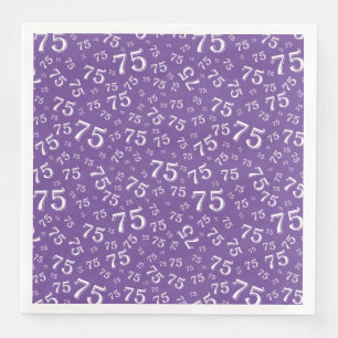 75th Age Random Number Pattern Purple/White Napkin