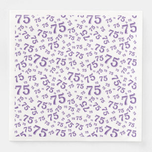 75th Age Random Number Pattern Purple/White Napkin