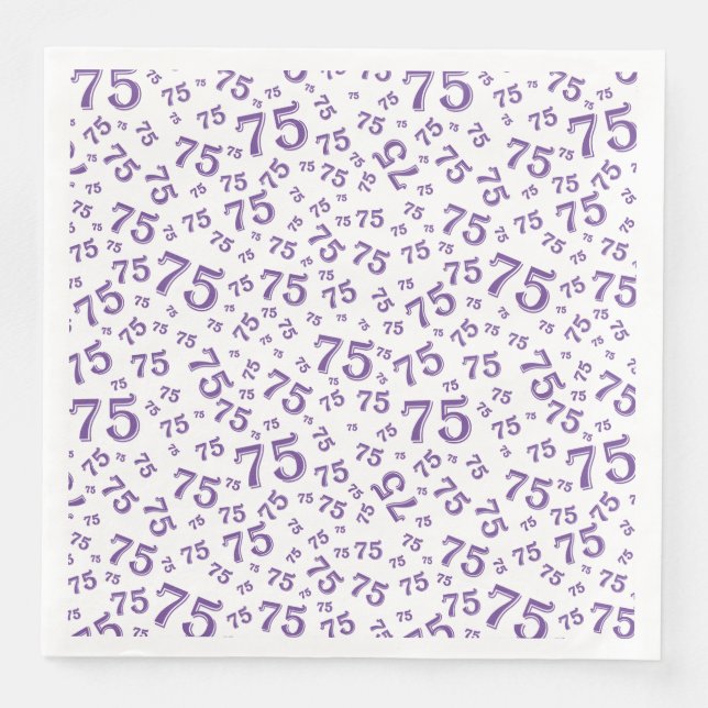 75th Age Random Number Pattern Purple/White Napkin (Front)