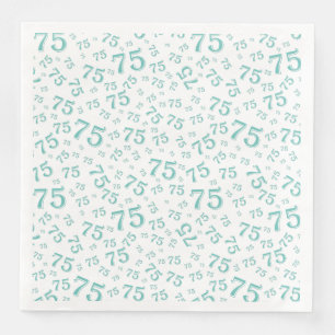 75th Age Random Number Pattern Teal/White Napkin