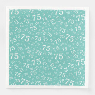 75th Age Random Number Pattern Teal/White Napkin