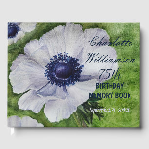 75th Anemone Floral Birthday Memory Guest Book