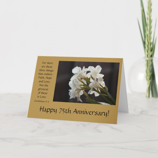 75th Anniversary, floral, bible verse about love Card (Front)