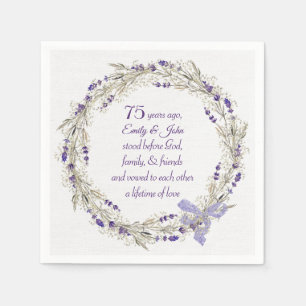 75th Anniversary Lavender Wreath Napkin