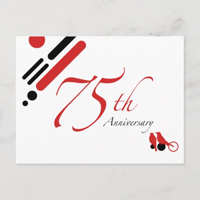 75th Anniversary (mod birds) Postcard (Front)