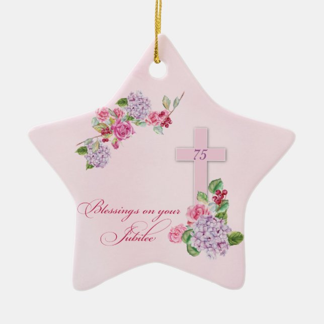 75th Anniversary of Religious Life Catholic Nun Ceramic Ornament (Front)