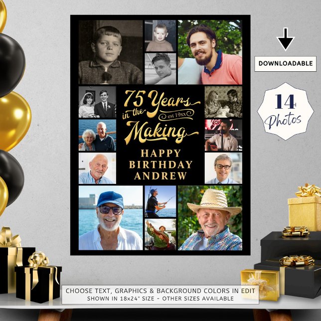 75th Birthday 14 Photo Collage YEARS IN THE MAKING Poster (Creator Uploaded)