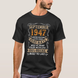 75th Birthday  1947 Years Old Retro Vintage Septem T-Shirt