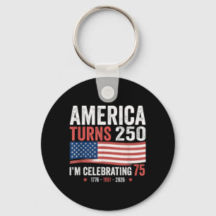 75th Birthday 250th Anniversary Usa Patriotic 4th Keychain