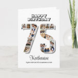 75th Birthday Anniversary Number 75 Photo Collage Card<br><div class="desc">Celebrate 75th birthday or wedding anniversary with this printable photo collage. Choose your favourite photos for display. Customize the name, text and date to fit your occasion. This will be a lovely keepsake with personalized message to look back on with family and friends. If you need any other number as...</div>