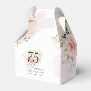 75th Birthday Any Age Floral Pink Floral Greenery Favor Box