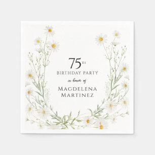 75th Birthday April Birth Month Flower Daisy Napkin