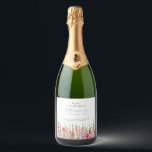 75th Birthday August Birth Flower Party Supplies  Sparkling Wine Label<br><div class="desc">Perfect table decor for an August birthday party. Pink gladiolus is the birth flower for that month. It forms a pretty watercolor bottom border on this floral personalized napkin. The birthday guest of honour's name, age and birthdate are placed above it using elegant calligraphy and typography. All text is editable....</div>