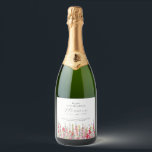 75th Birthday August Birth Flower Party Supplies  Sparkling Wine Label<br><div class="desc">Perfect table decor for an August birthday party. Pink gladiolus is the birth flower for that month. It forms a pretty watercolor bottom border on this floral personalized napkin. The birthday guest of honour's name, age and birthdate are placed above it using elegant calligraphy and typography. All text is editable....</div>