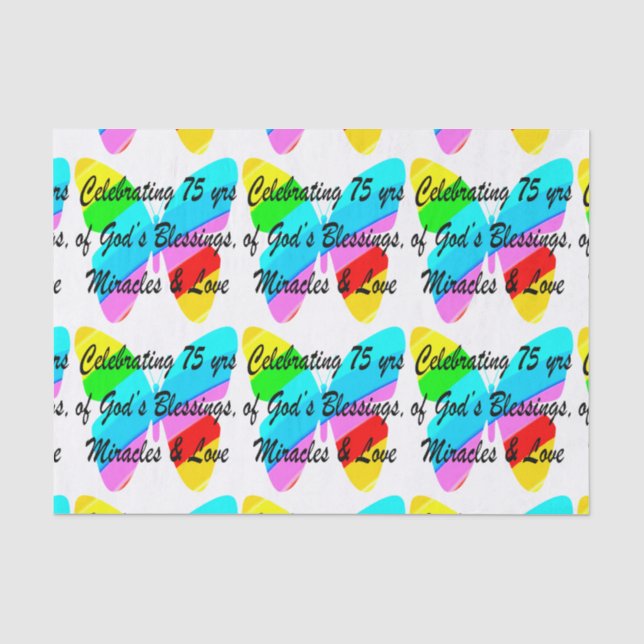 75TH BIRTHDAY BUTTERFLY PERSONALIZED DESIGN TISSUE PAPER (Front)