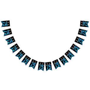 75th birthday candles with eyeballs bunting flags