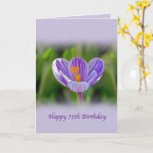 75th Birthday Card with Purple and White Flower (Yellow Flower)
