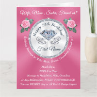 75th Birthday Cards for Her, Mom, Wife, Sister, or