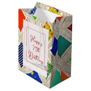 75th Birthday Cathedral Window Quilt Medium Gift Bag