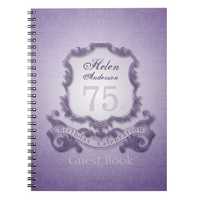 75th Birthday Celebration Vintage Frame Guest Book (Front)