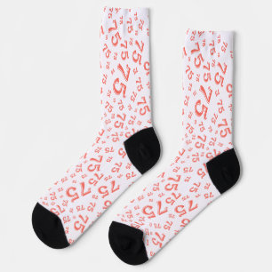 75th Birthday Coral Random Number Pattern Socks