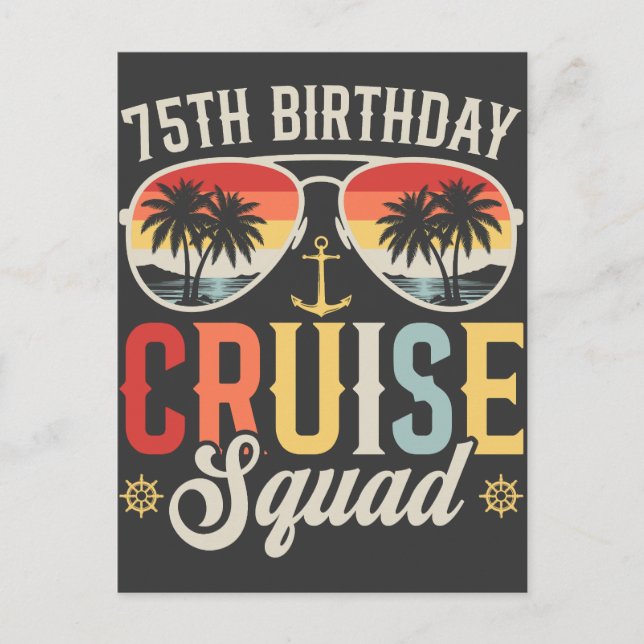 75TH Birthday Cruise Squad Family Matching Postcard (Front)