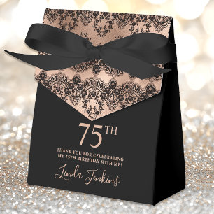 75th Birthday Elegant Rose Gold Lace Favor Box